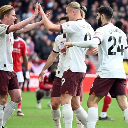 man city defeated Nottingham forest 2-0  